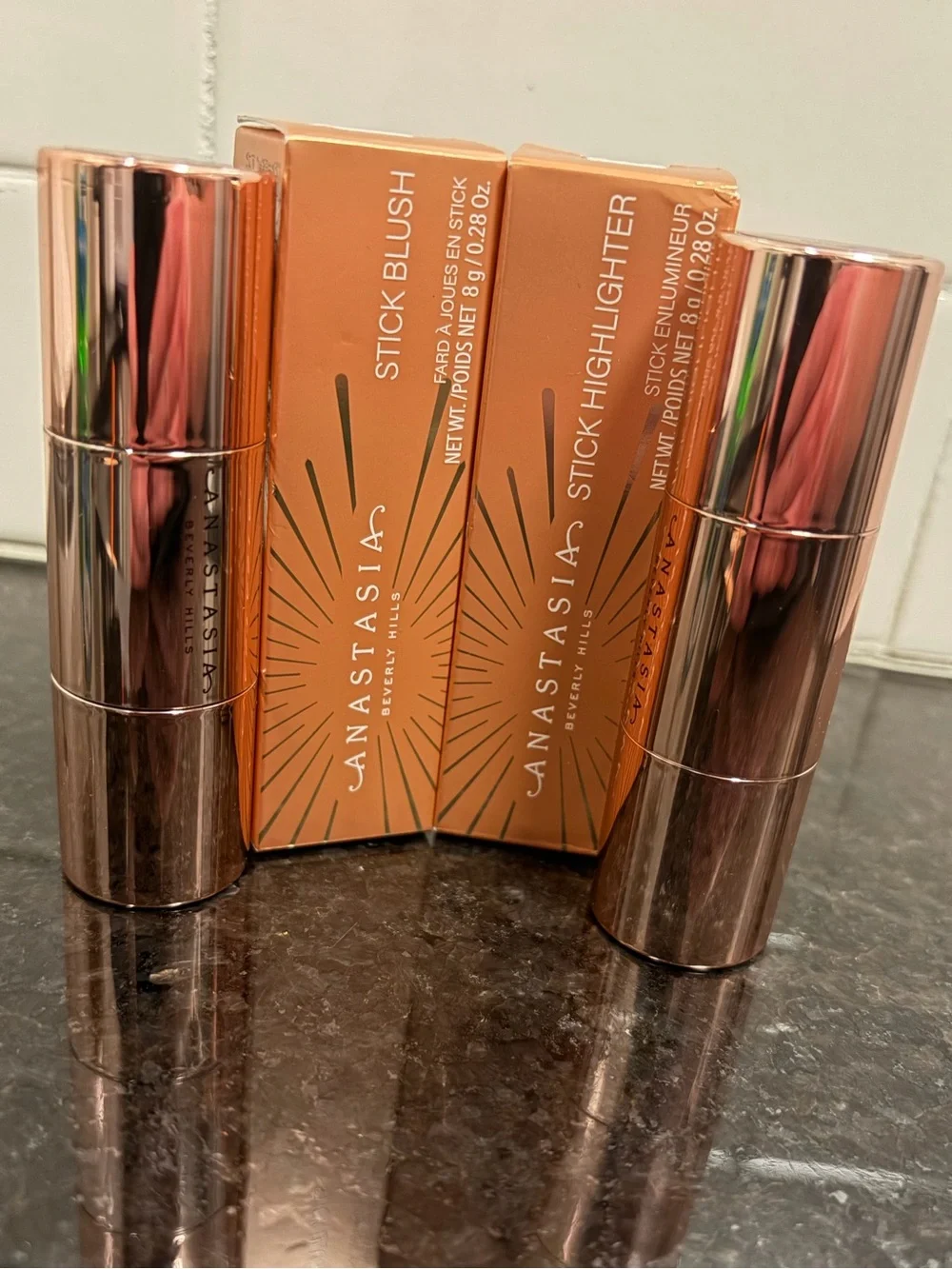 Anastasia Beverly Hills - 2 PC - BUNDLE Stick Highlighter & Stick Blush (Pink)